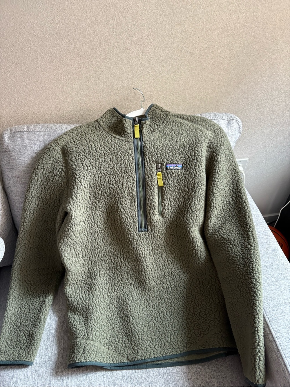 Patagonia Men’s Olive Green Quarter-Zip Sherpa Fleece Pullover